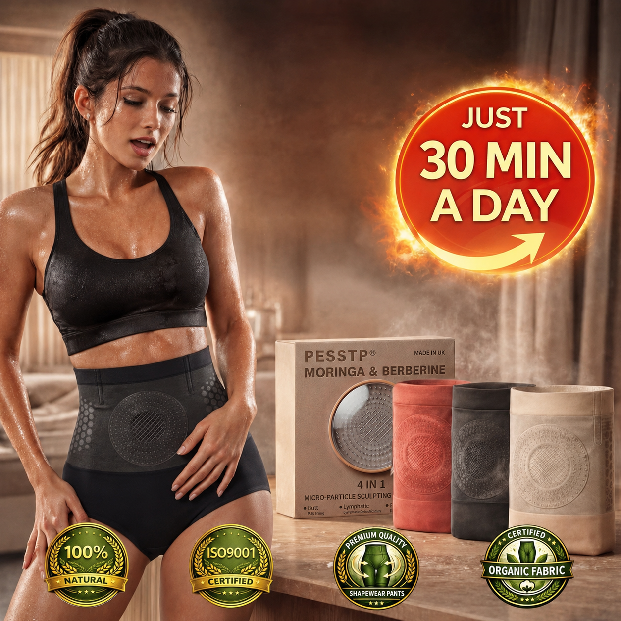 🏆Ends Today: 70% OFF! 💦🍕PESSIP® 𝐌𝐨𝐫𝐢𝐧𝐠𝐚 & 𝐁𝐞𝐫𝐛𝐞𝐫𝐢𝐧𝐞 4-in-1 Micro-Sculpting Shorts